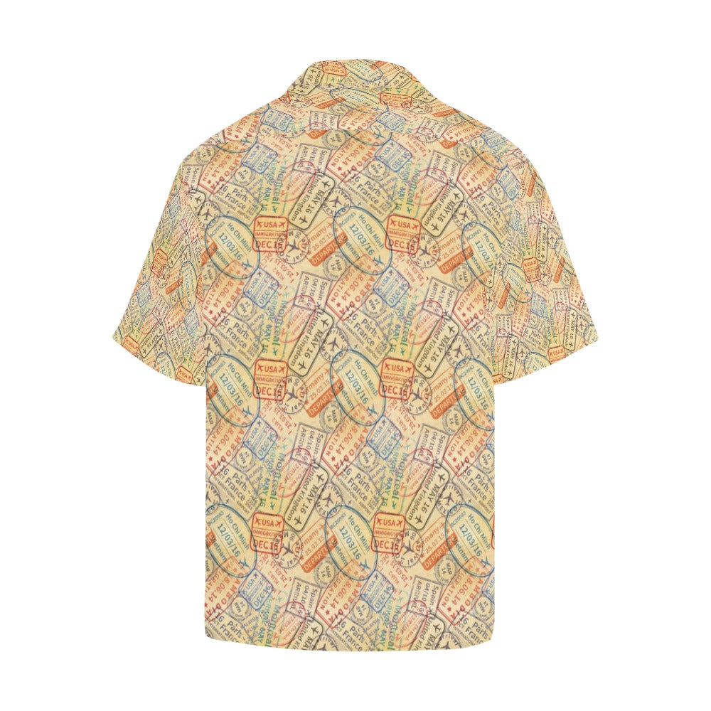 Travel Stamp Print Design LKS302 Men's Hawaiian Shirt