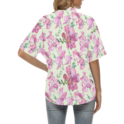 Peony Pattern Print Design PE011 Women's Hawaiian Shirt