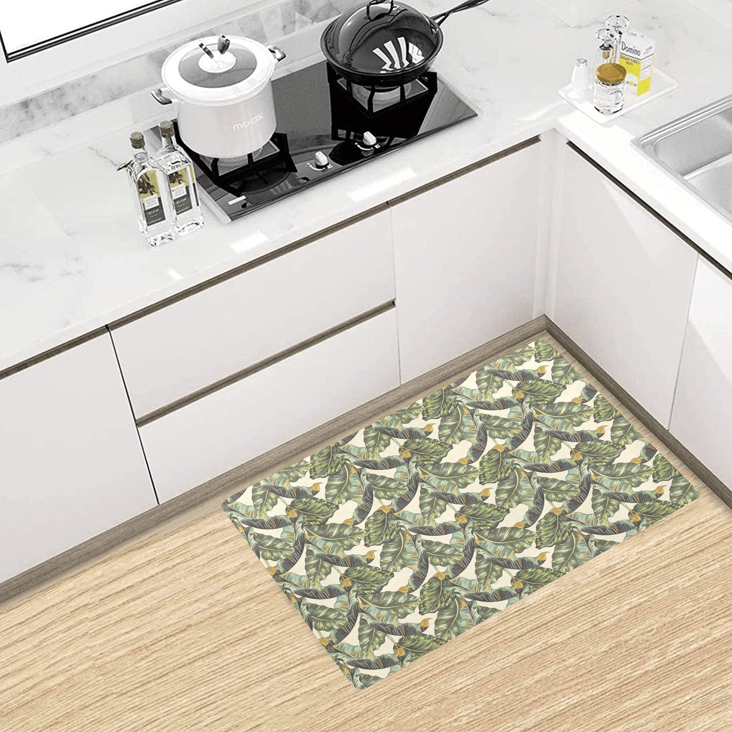Banana Leaf Pattern Print Design 04 Kitchen Mat