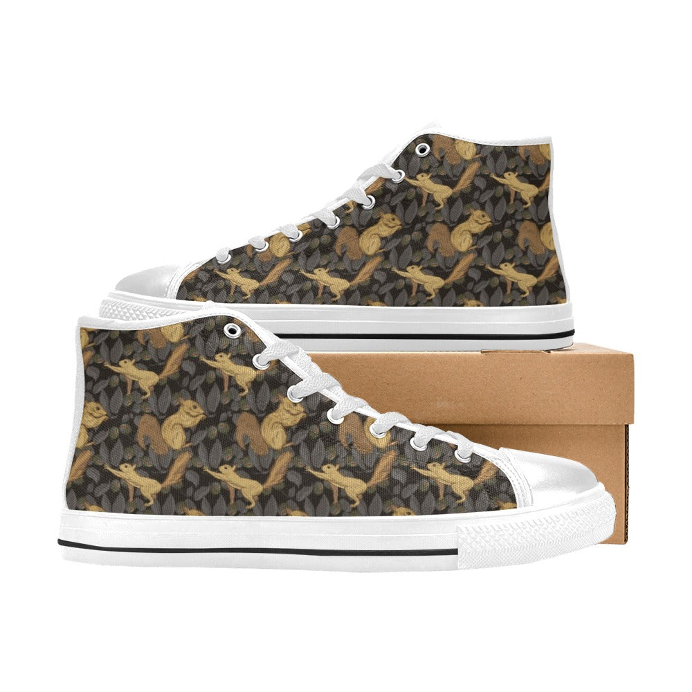 Squirrel Print Design LKS309 High Top Women's White Shoes