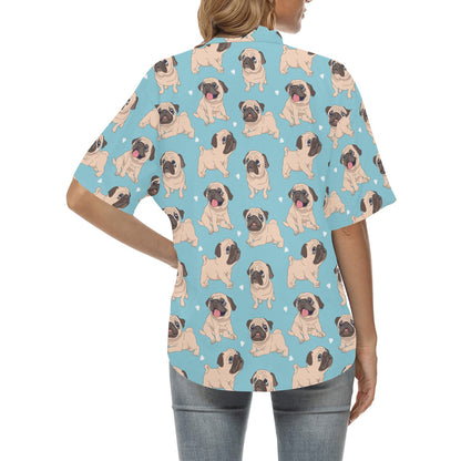 Pug Pattern Print Design A03 Women's Hawaiian Shirt