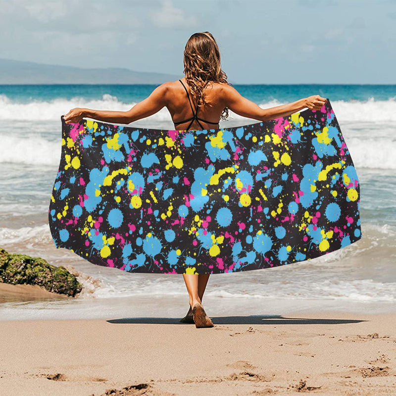 Splatter Colorful Print Design LKS301 Beach Towel 32" x 71"