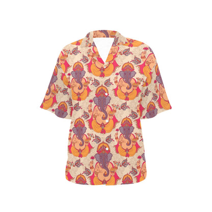 Ganesha Indian Pattern Print Design 02 Women's Hawaiian Shirt