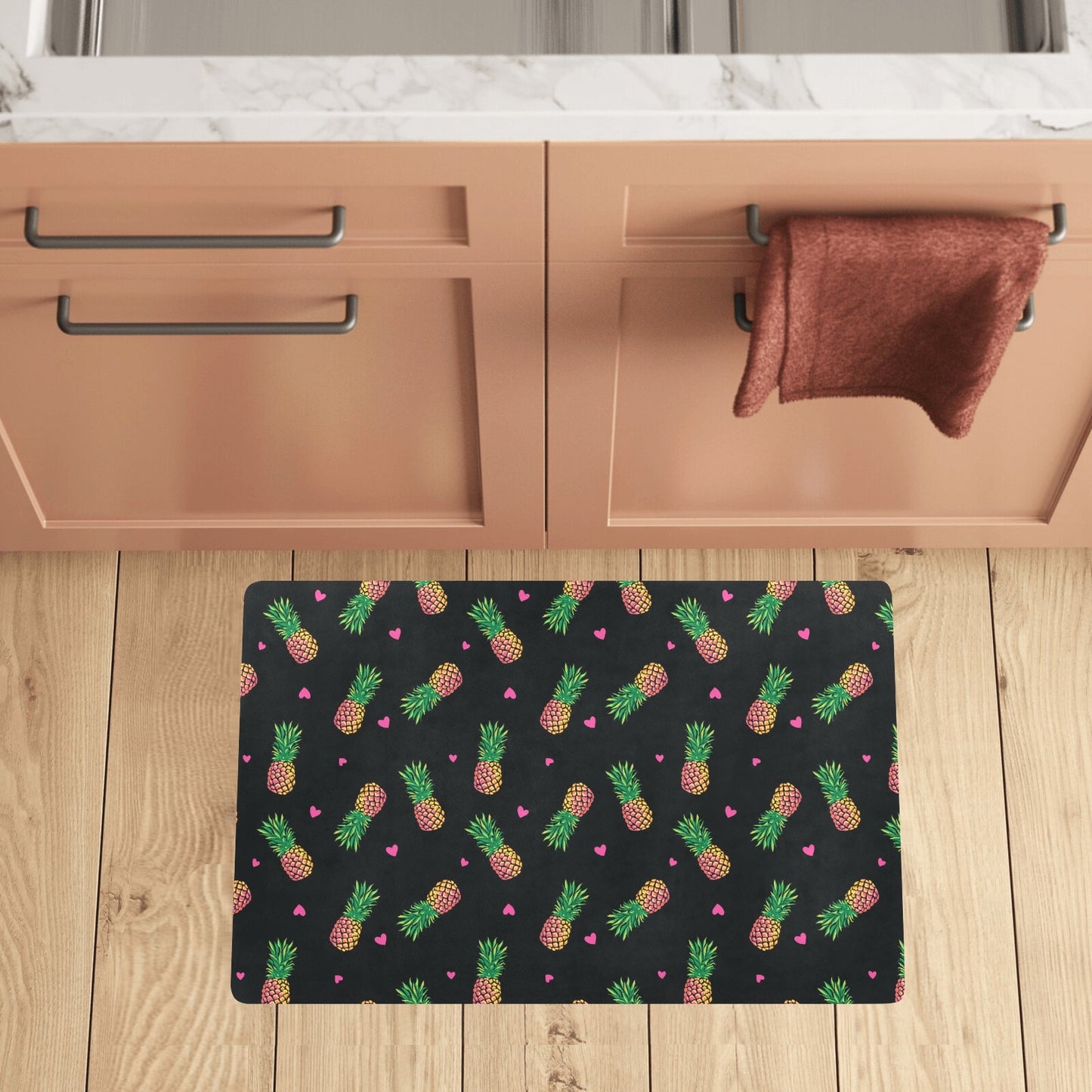 Neon Pineapple Pattern Print Design A04 Kitchen Mat