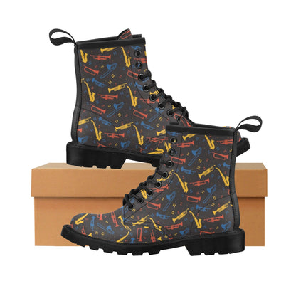 Saxophone Print Design LKS407 Women's Boots