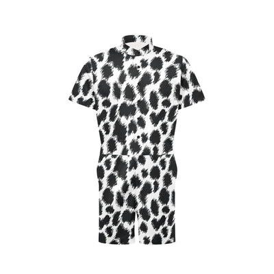 Cheetah Black Print Pattern Men's Romper