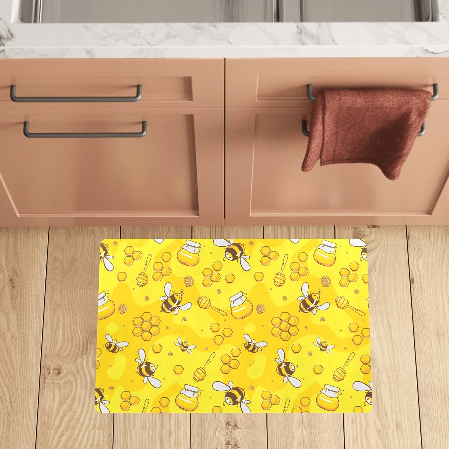 Bee Pattern Print Design BEE01 Kitchen Mat