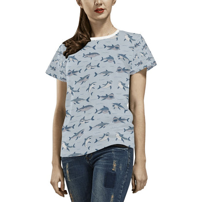 Shark Print Design LKS304 Women's  T-shirt