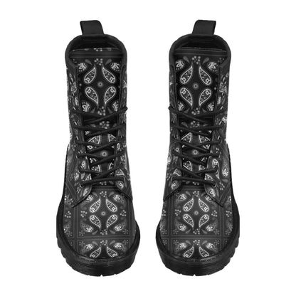 Bandana Paisley Black Print Design LKS308 Women's Boots
