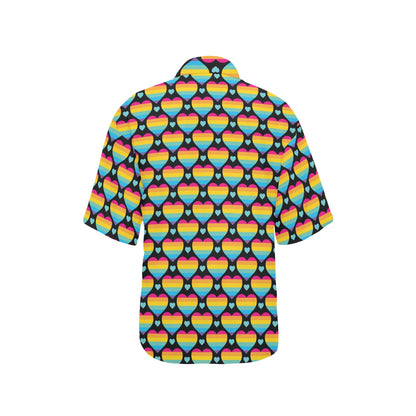 Rainbow Heart Print Pattern Women's Hawaiian Shirt