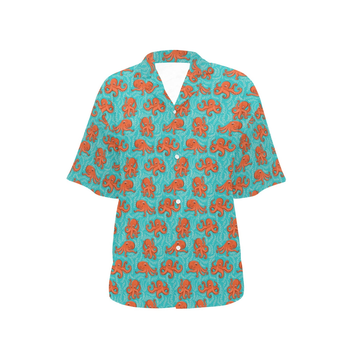 Octopus Cartoon Design Print Themed Women's Hawaiian Shirt