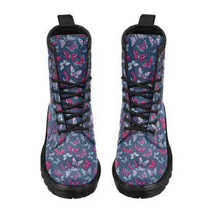 Butterfly Red Deep Blue Print Pattern Women's Boots