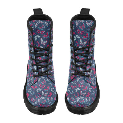 Butterfly Red Deep Blue Print Pattern Women's Boots