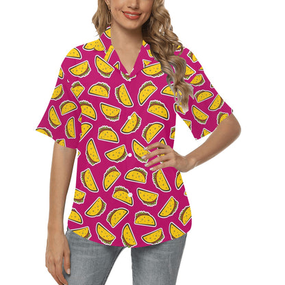 Taco Pattern Print Design TC01 Women's Hawaiian Shirt
