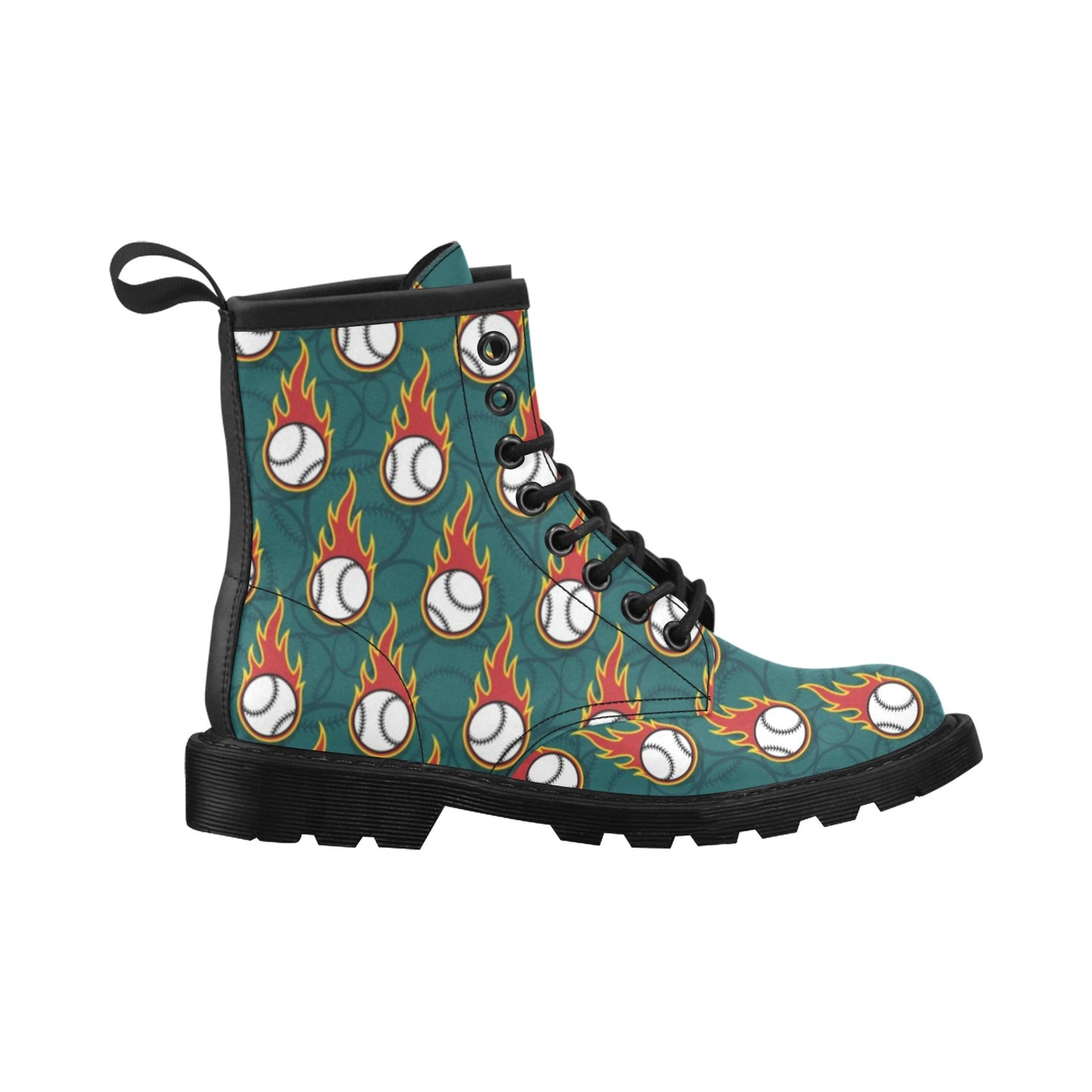 Baseball Fire Print Pattern Women's Boots