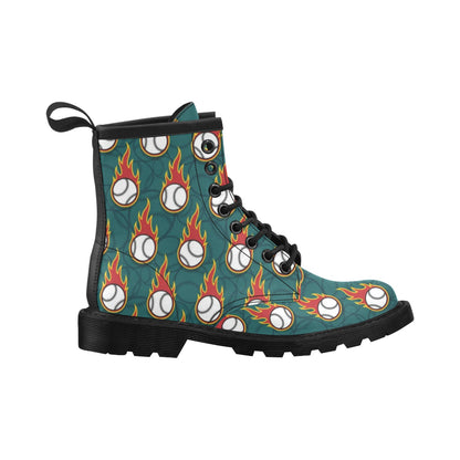 Baseball Fire Print Pattern Women's Boots