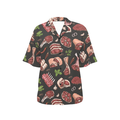 Meat Pattern Print Design 02 Women's Hawaiian Shirt