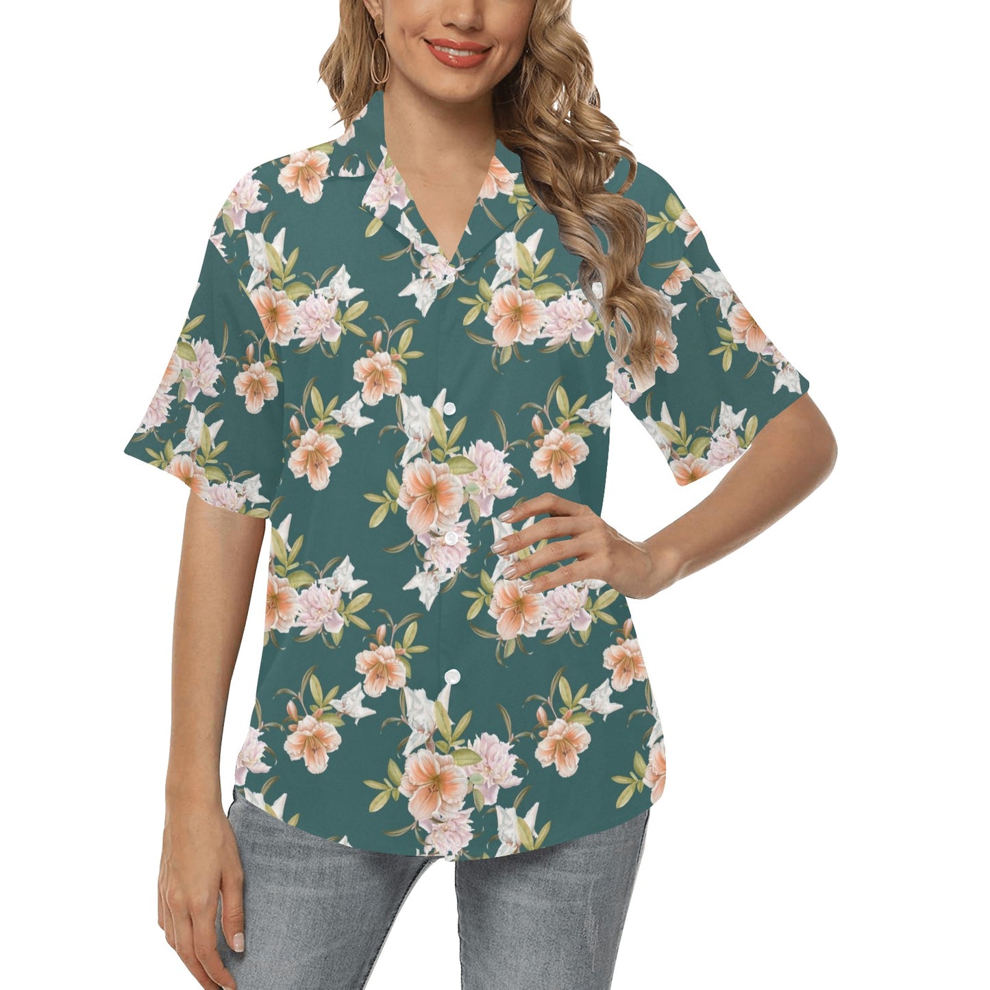 Iris Pattern Print Design IR01 Women's Hawaiian Shirt