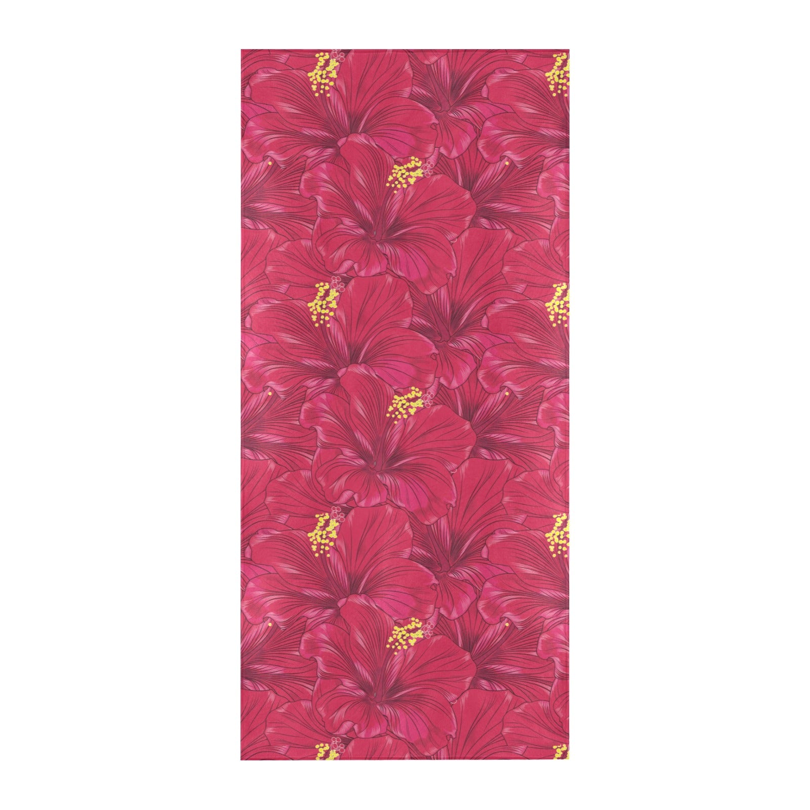 Hibiscus Red Pattern Print LKS308 Beach Towel 32" x 71"