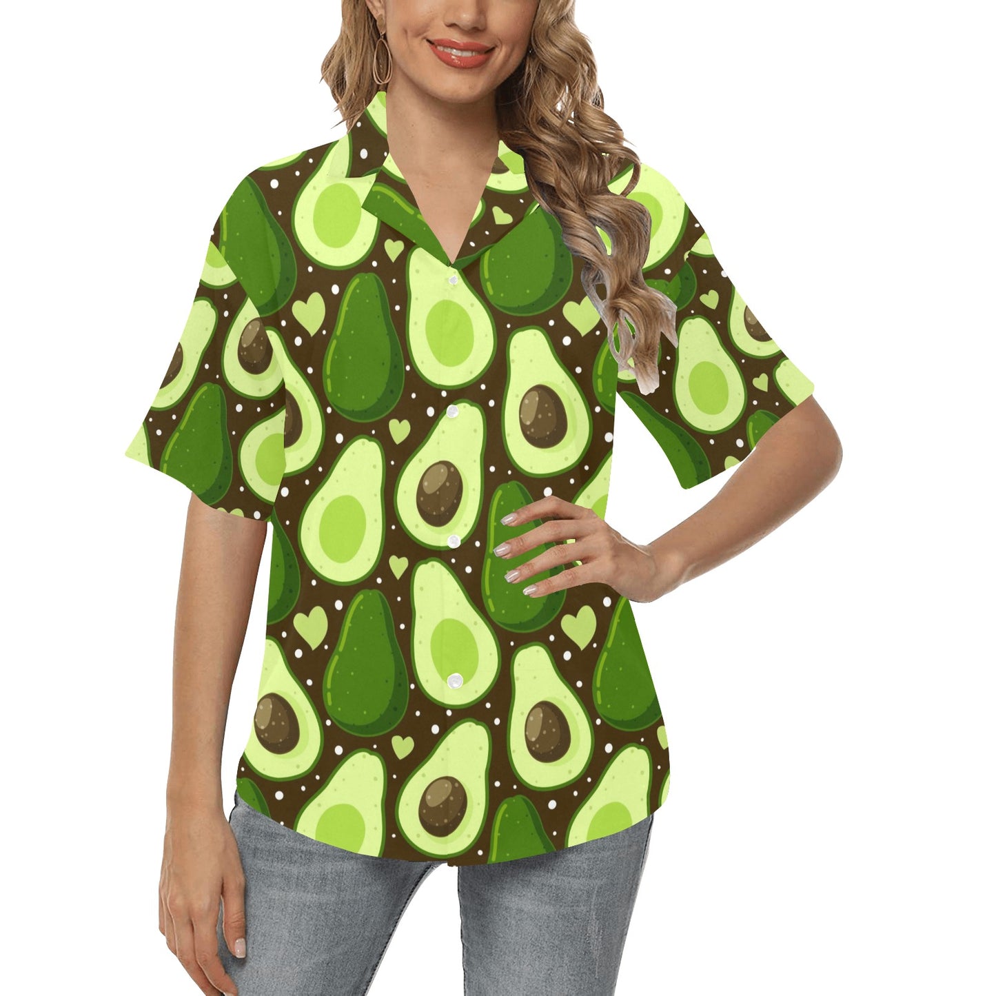 Avocado Pattern Print Design AC04 Women's Hawaiian Shirt