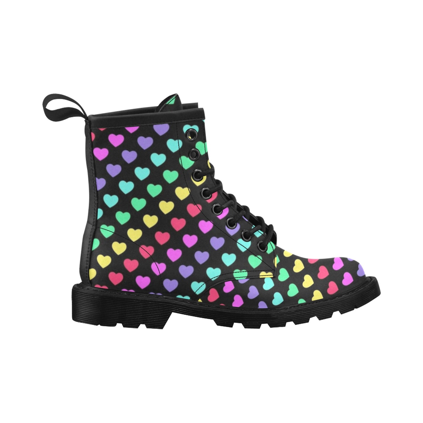 Heart Rainbow Pattern Print Design HE02 Women's Boots