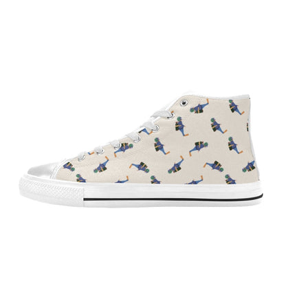 Scuba Driver Print Design LKS301 High Top Women's White Shoes