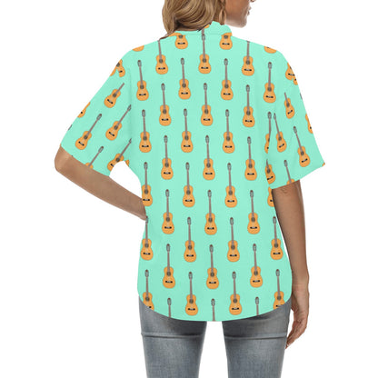 Acoustic Guitar Print Design LKS403 Women's Hawaiian Shirt