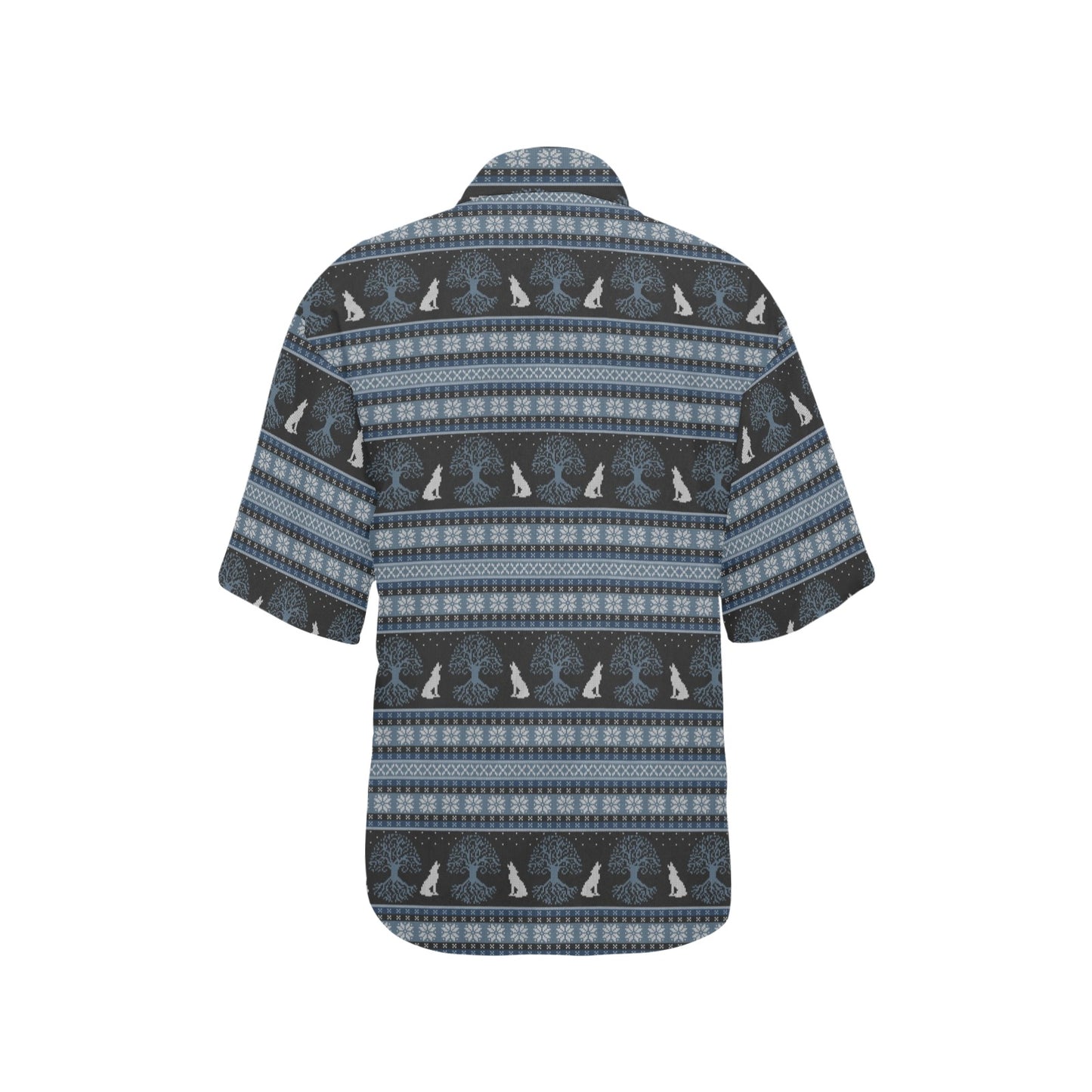 Wolf Tree of Life Knit Design Print Women's Hawaiian Shirt