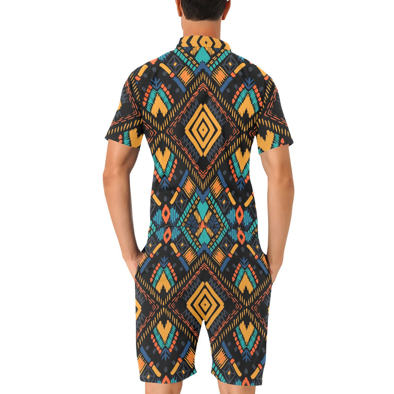 Kente Pattern Print Design 05 Men's Romper