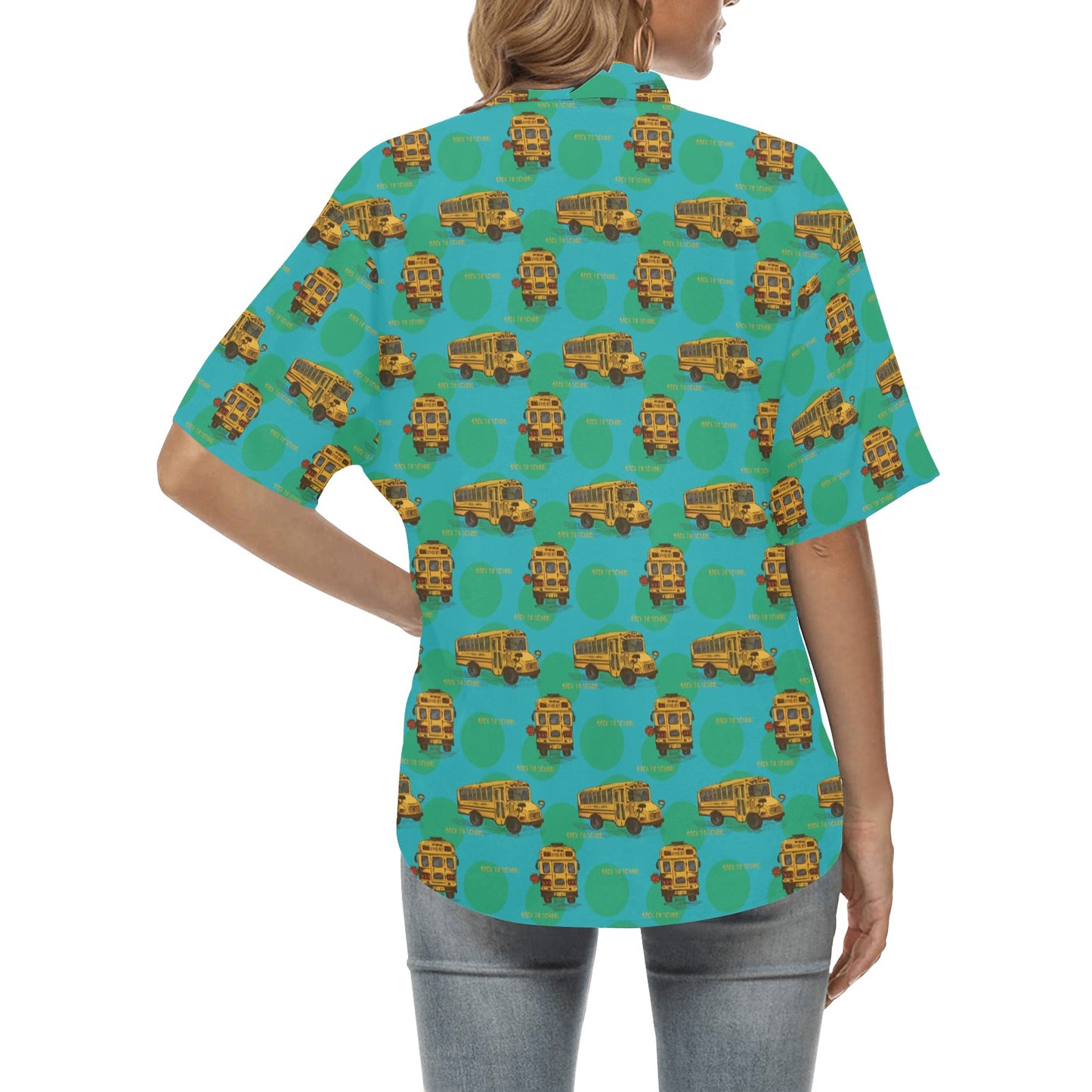 School Bus Print Design LKS308 Women's Hawaiian Shirt