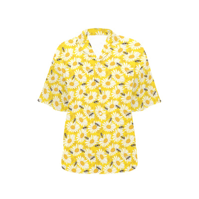 Bee Daisy Pattern Print Design 06 Women's Hawaiian Shirt