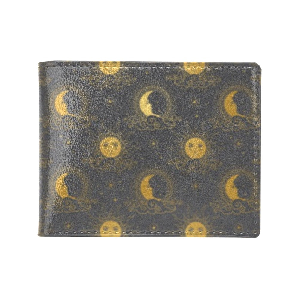 Sun Moon Print Design LKS305 Men's ID Card Wallet