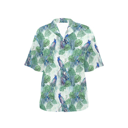 Peacock Pattern Print Design A02 Women's Hawaiian Shirt