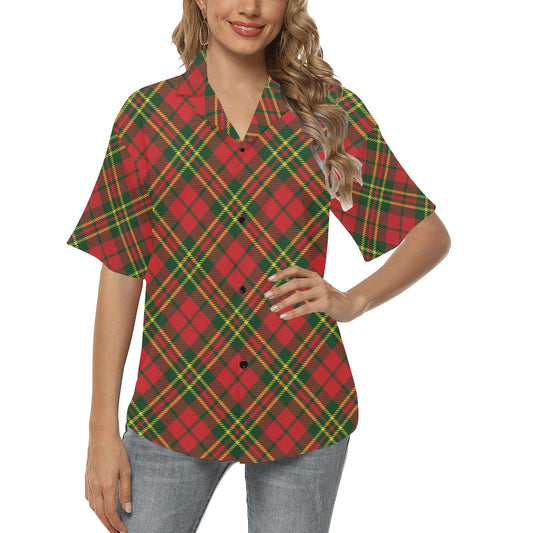 Plaid Holiday Pattern Print Design A01 Women's Hawaiian Shirt
