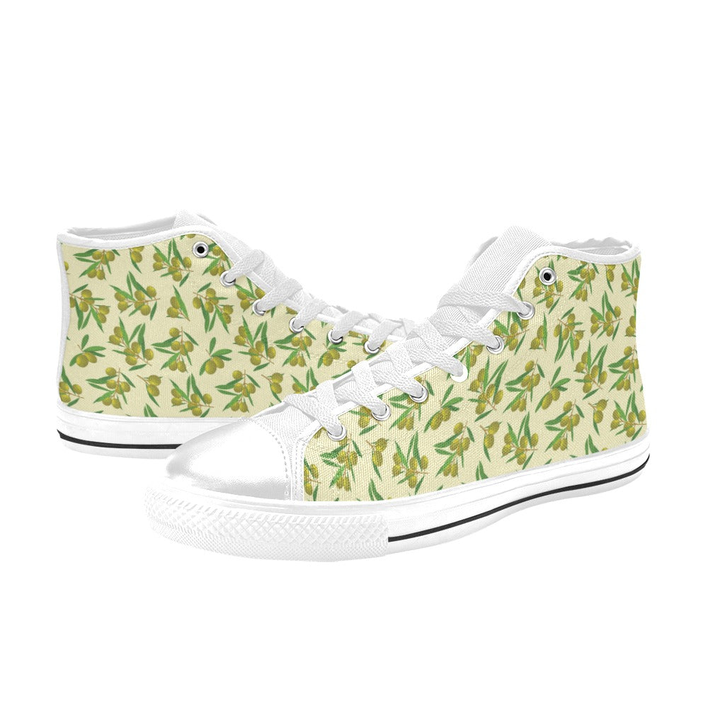 Olive Print Design LKS302 High Top Women's White Shoes