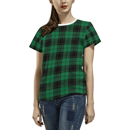 Tartan Green Print Design LKS302 Women's  T-shirt