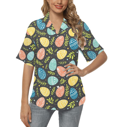 Easter Eggs Pattern Print Design RB01 Women's Hawaiian Shirt