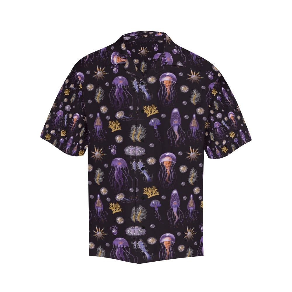 Seaweed With Jelly Fish Print Design LKS305 Men's Hawaiian Shirt