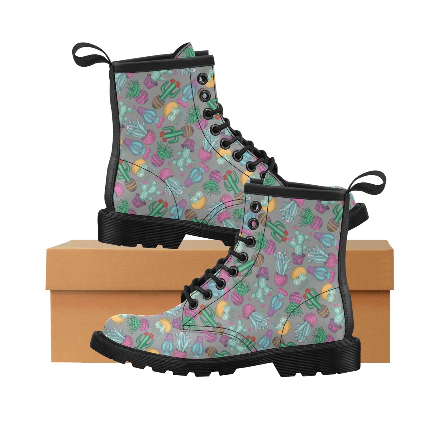 Cactus Colorful Print Pattern Women's Boots