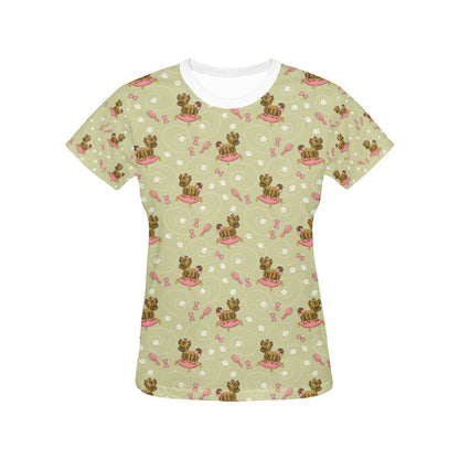 Yorkshire Cute Terriers Print Design LKS301 Women's  T-shirt