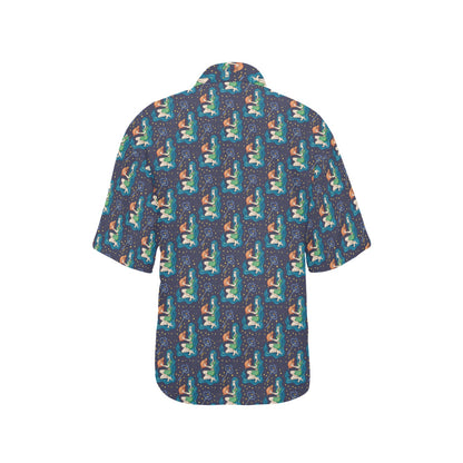 Aquarius Zodiac Pattern Print Design 03 Women's Hawaiian Shirt