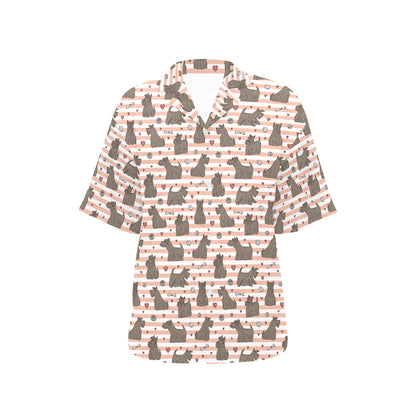 Scottish Terriers Print Design LKS3016 Women's Hawaiian Shirt