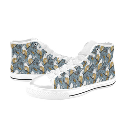 Squirrel Print Design LKS305 High Top Women's White Shoes