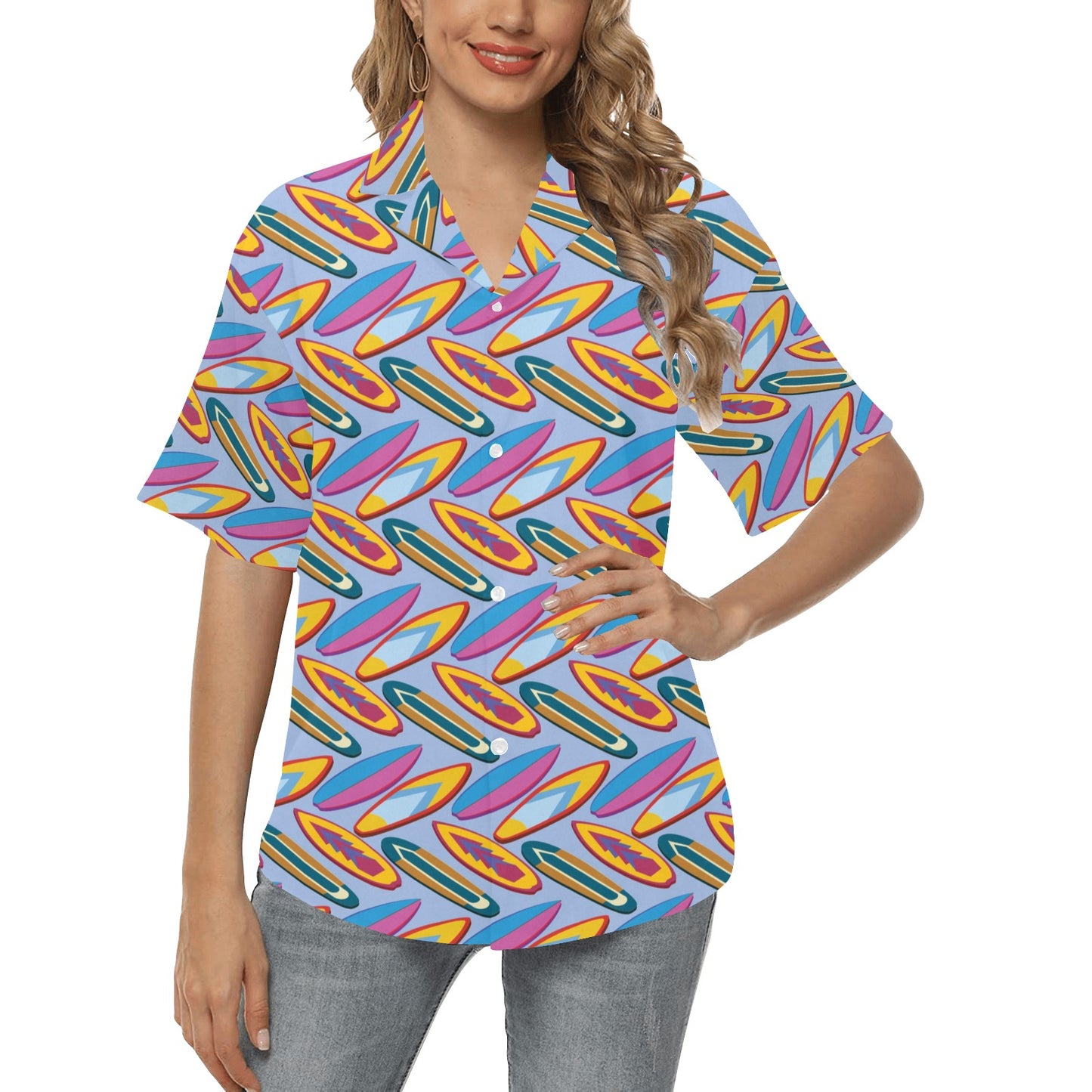 Surfboard Pattern Print Design LKS303 Women's Hawaiian Shirt