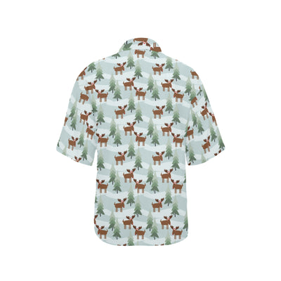 Moose Print Design LKS402 Women's Hawaiian Shirt