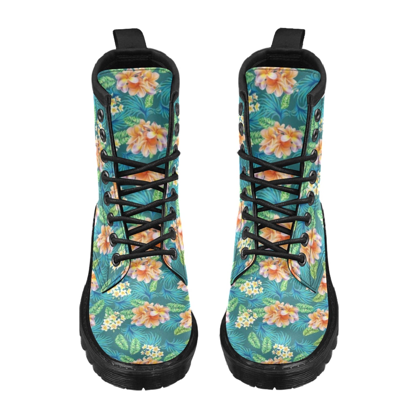Plumeria Tropical Flower Design Print Women's Boots