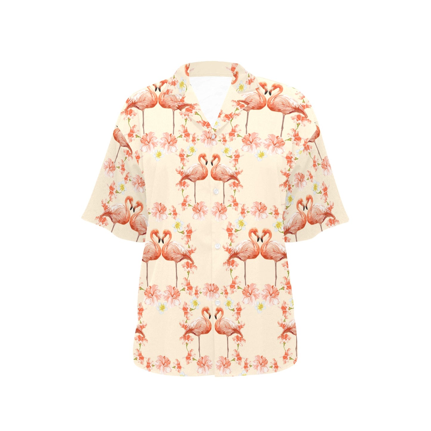 Flamingo Hibiscus Print Pattern Women's Hawaiian Shirt