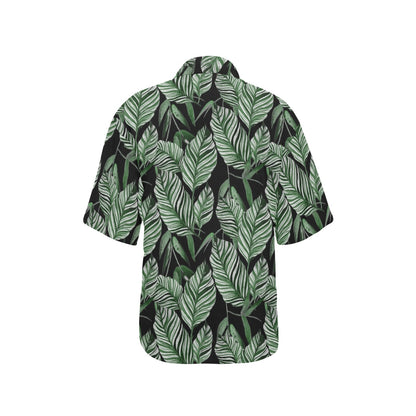 Palm Leaves Pattern Print Design PL09 Women's Hawaiian Shirt