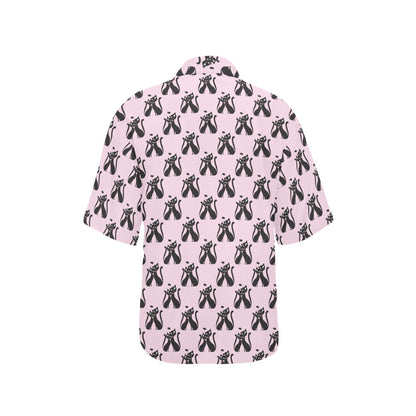 Black Cat Pattern Print Design 01 Women's Hawaiian Shirt
