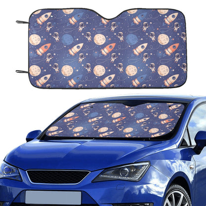 Space Astronaut Rocket Print Design LKS304 Car front Windshield Sun Shade